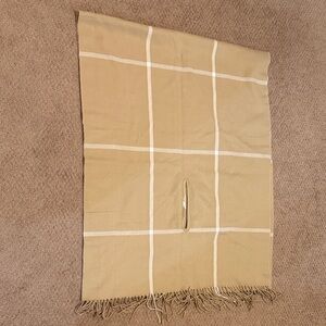 Tan Plaid shawl with Fringe